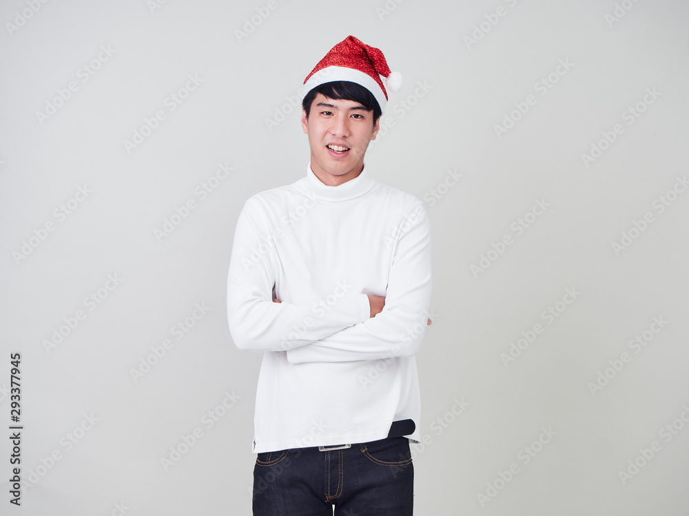 Handsome man wearing christmas hat Handsome man wearing christmas hat