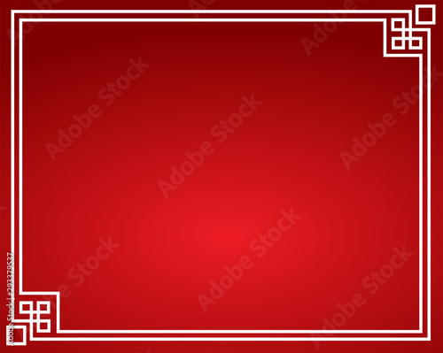 Chinese happy new year red boarder frame tree flower lantern and decoration design element vector illustration