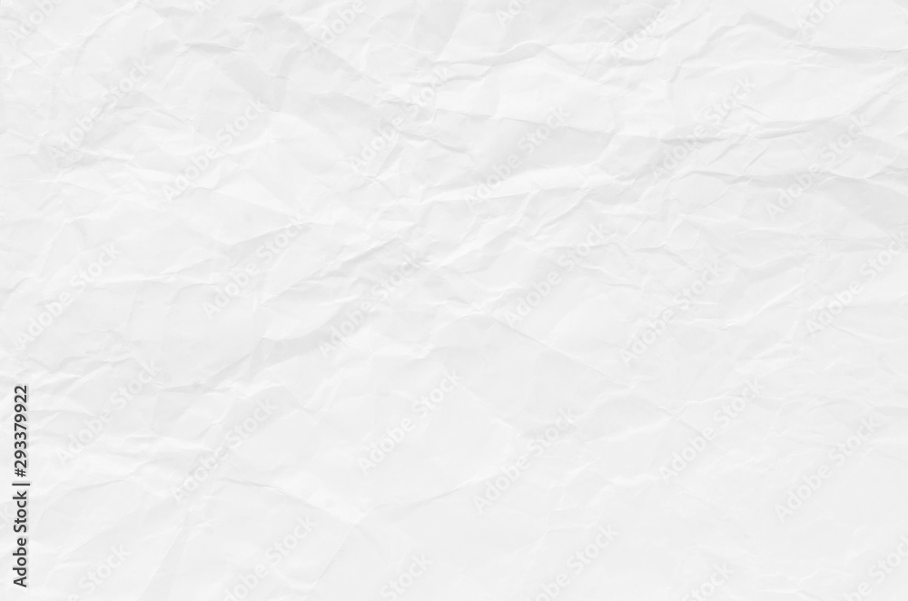 white crumpled paper texture background.