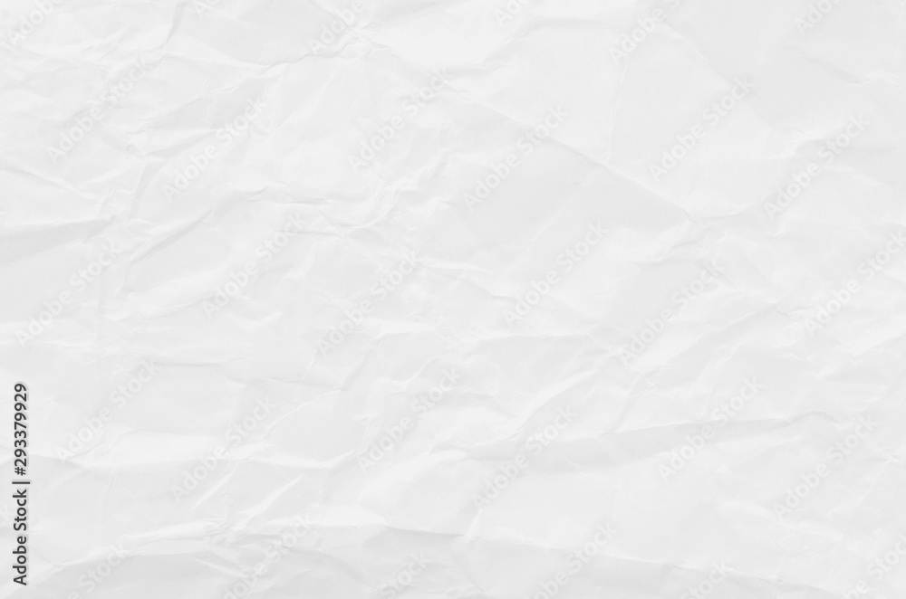 white crumpled paper texture background.