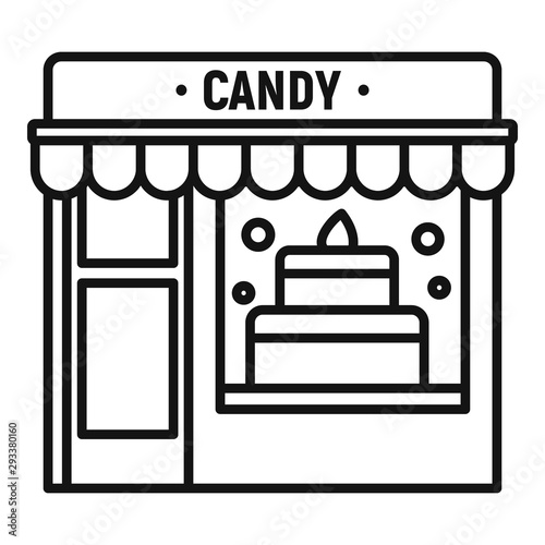 Candy street shop icon. Outline candy street shop vector icon for web design isolated on white background