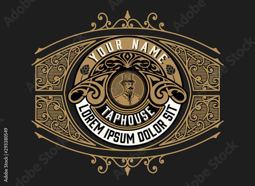 Vintage label with floral ornaments