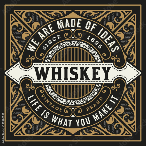 Antique label for whiskey or other products.