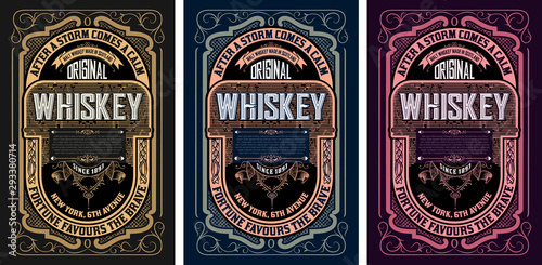 Vintage labels for whiskey or other products.