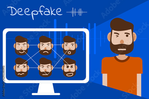 Deepfake is one of technology from artificial intelligence (AI) , vector