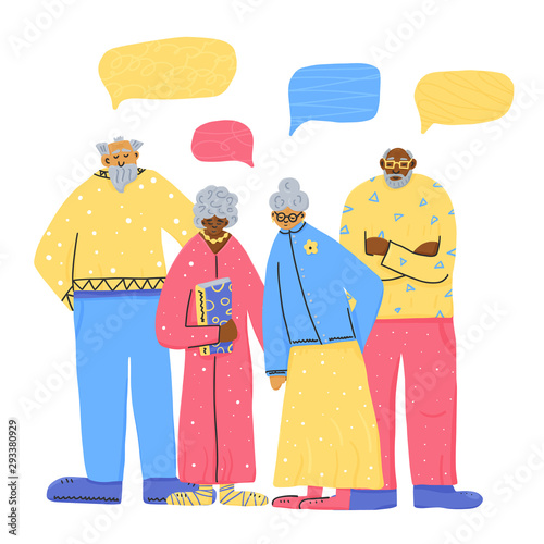 Group of old people isolated. Vector illustration.