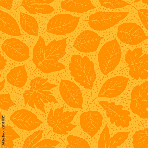 Autumn seamless background. Leaf fall pattern. Vector illustration © ~ Bitter ~