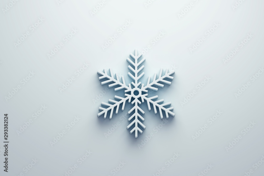 Winter Christmas Snowflake in light blue color, Christmas ornament. 3D Render illustration background Winter Christmas Snowflake in light blue color, Christmas ornament. 3D Render illustration background