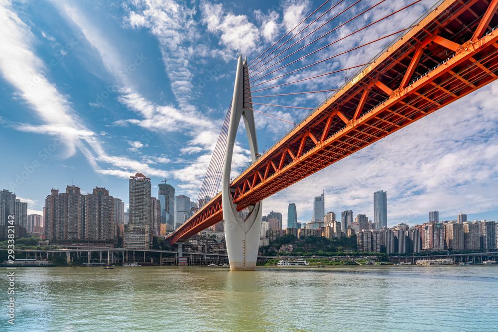 Fototapeta premium Skyline of urban roads and urban buildings