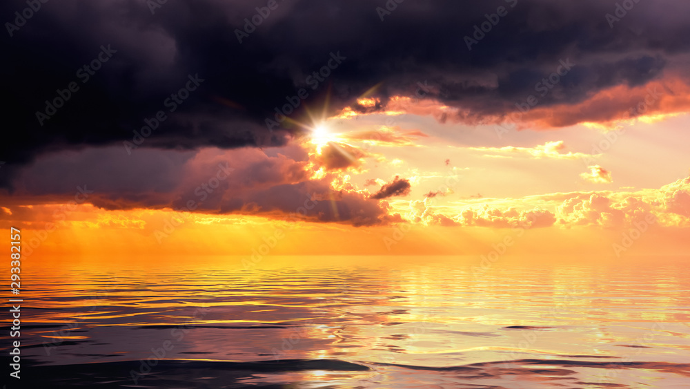dramatic ocean sunset sky background