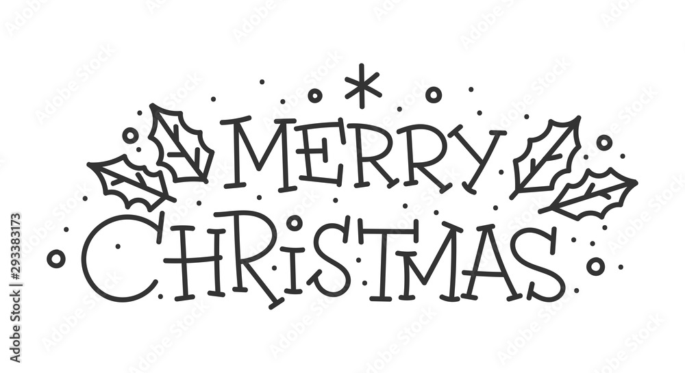 Merry christmas hand drawn lettering text banner Merry christmas hand drawn lettering text banner