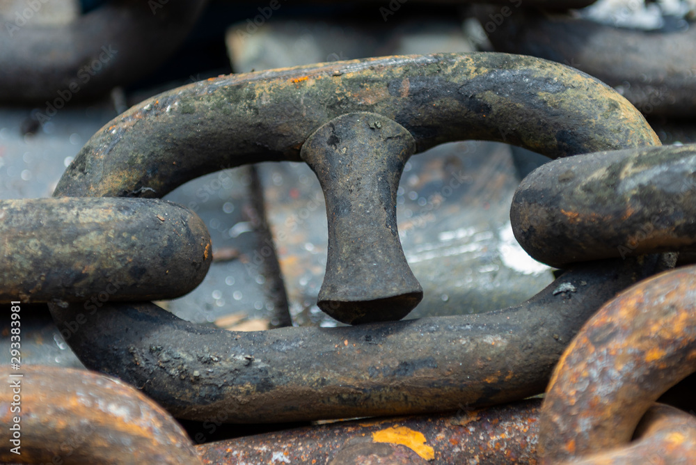Rusty anchor chain in dry dock Rusty anchor chain in dry dock