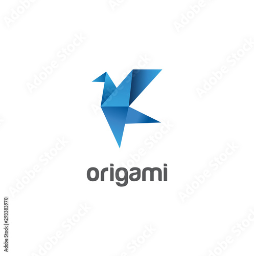 Origami Bird Logo Paper Abstract Design Vector Stock  Template Illustration