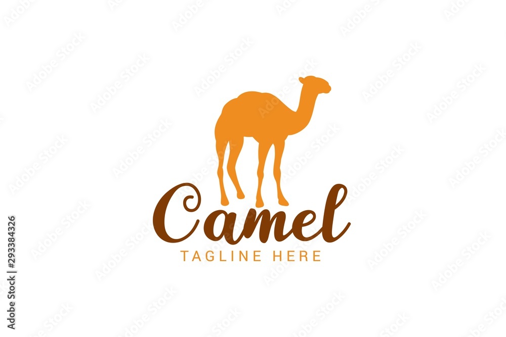 camel logo with silhouette illustration of camel