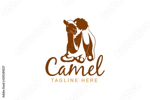 camel logo with silhouette illustration of camel
