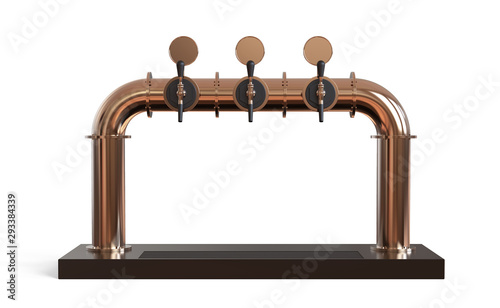 Beer Tower Pump Bar 3d Render Three Cranes Metal