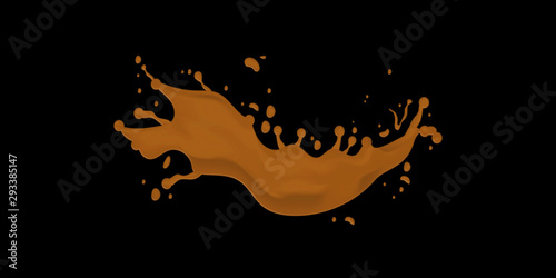 Chocolate Splash and liquid swirl on black background illustration, Choco Splash