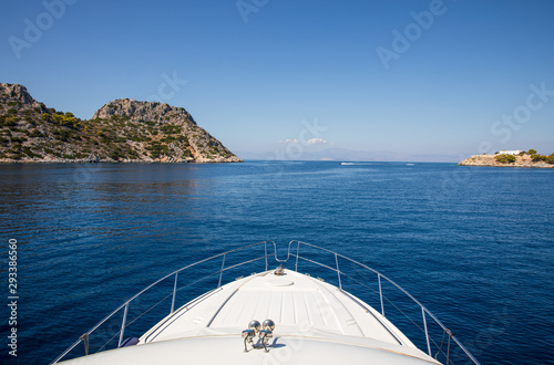 Summer sunny day yachting off the coast of the Agistri - Dorousa islands, Aponisos bay, Saronic Gulf, Greece. photo