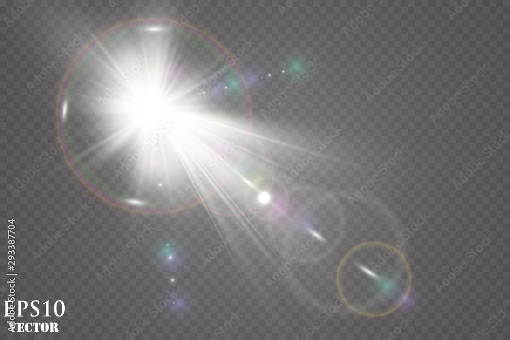 Vecteur Stock Sunlight on a transparent background. Glow light effects ...