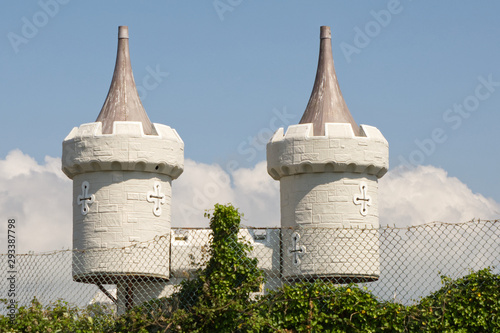 Turrets at fairgound, Littlehampton, England photo