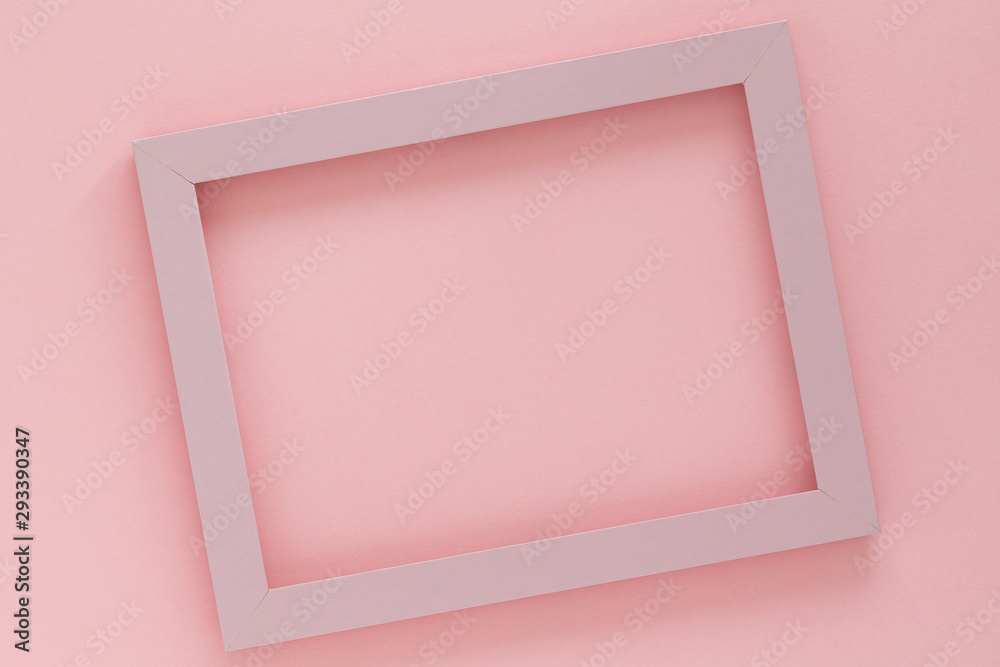 Blank photo frame on pastel pink background. Flat lay. Copy space Blank photo frame on pastel pink background. Flat lay. Copy space