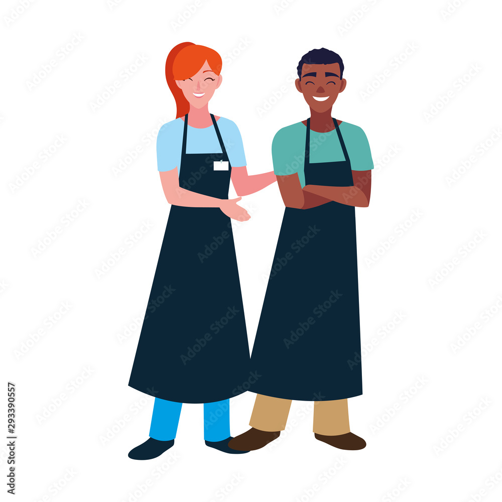 Isolated seller man and woman vector design