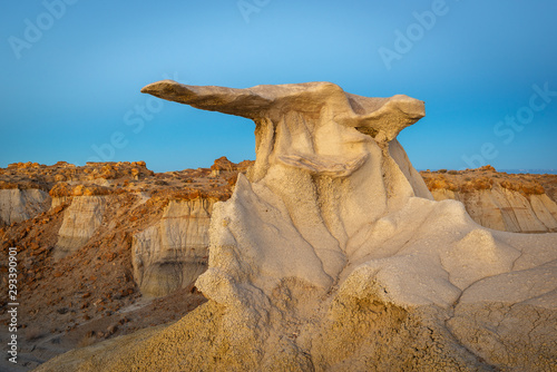 The Wings rock formation at sunrise, Bisti/De-Na-Zin Wilderness Area, New Mexico, USA photo