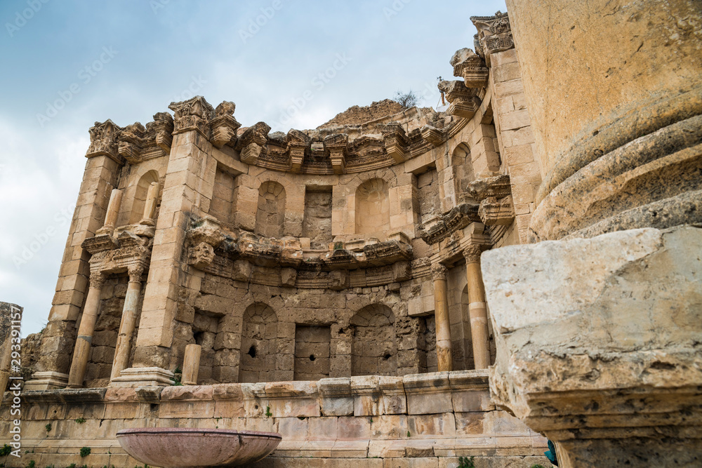 The nymphaeum in the ancient roman city of Jerash, Gerasa Governorate, Jordan