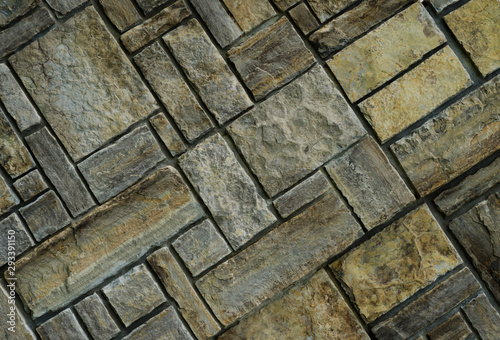 Stone wall with stones laid out diagonally