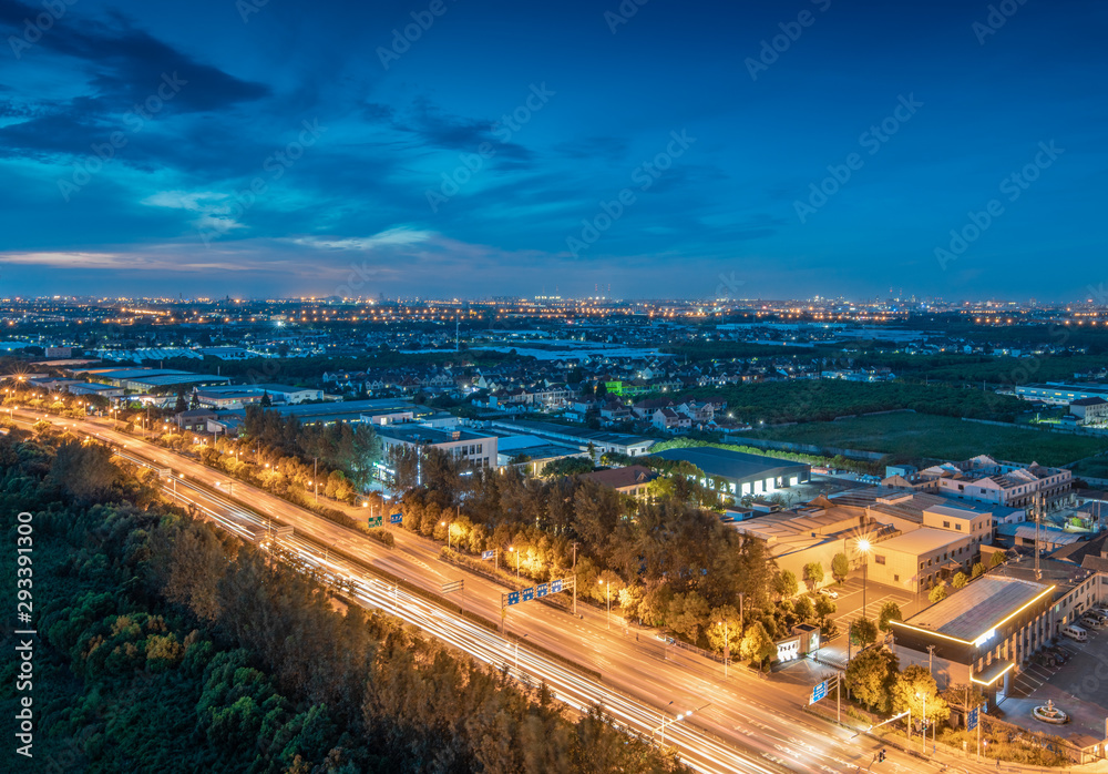 Night view of Baoshan City, Shanghai, China