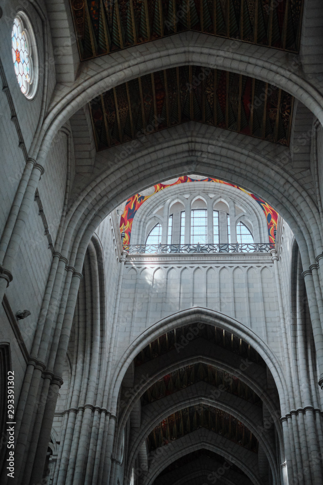 MADRID, SPAIN - SEPT 2019 interior view of the Cathedral of Santa Maria la Real de la Almudena.