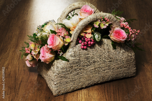 Decorative bag decoration with flowers