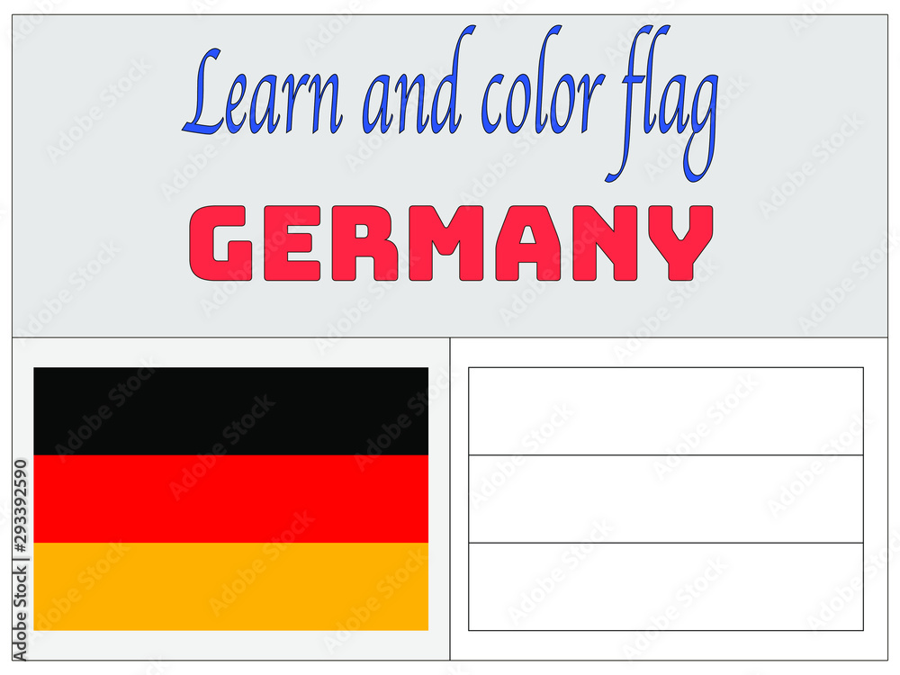 Germany National flag Coloring Book for Education and learning. original colors and proportion. Simply vector illustration, from countries flag set.