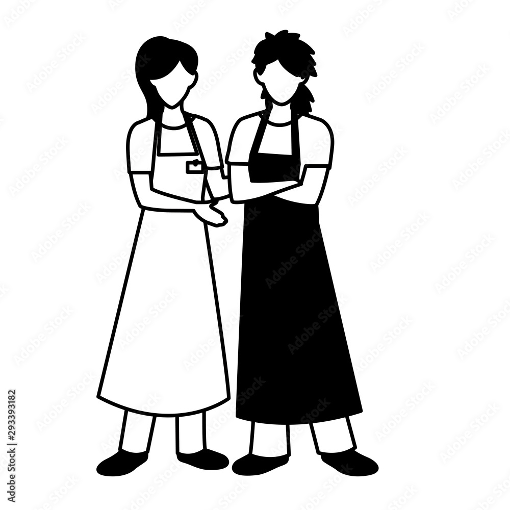 Isolated seller man and woman vector design Isolated seller man and woman vector design