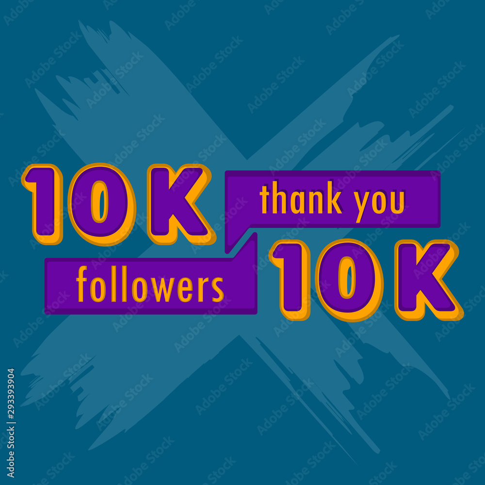 10k followers banner. Thank subscription - Vector illustration