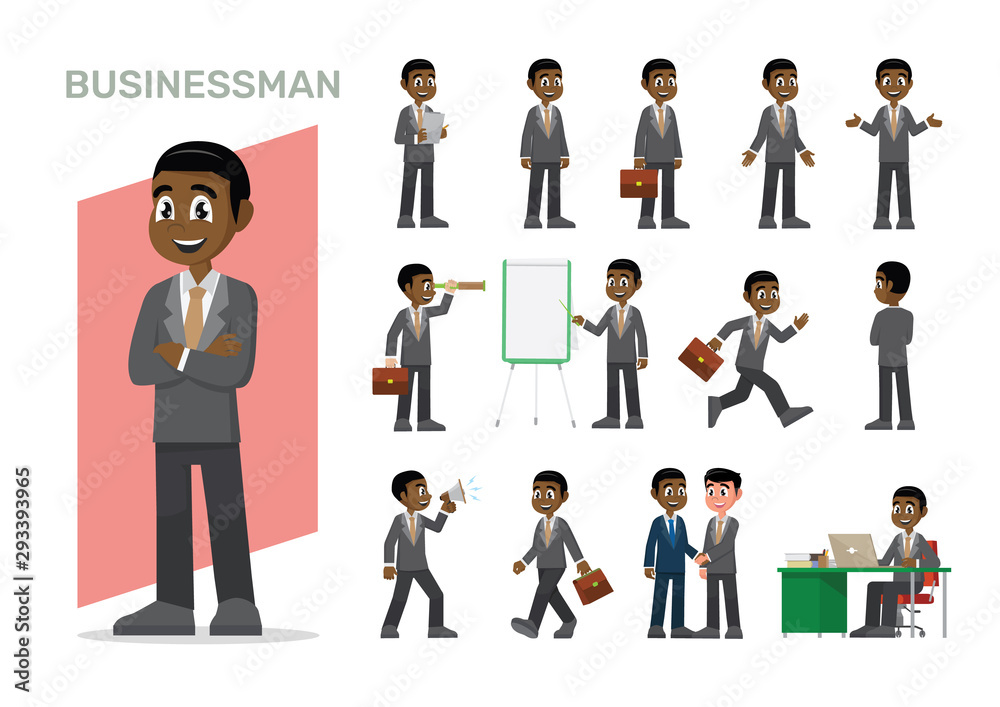 Set of African Businessman character.