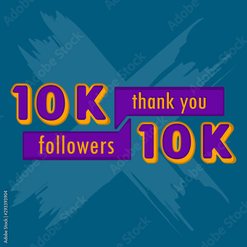 10k followers banner. Thank subscription - Vector illustration