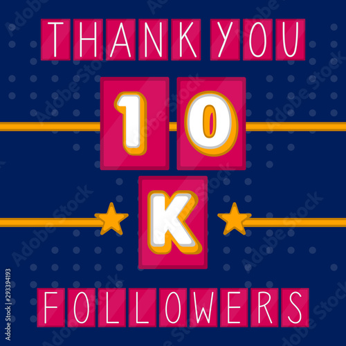 10k followers banner. Thank subscription - Vector illustration