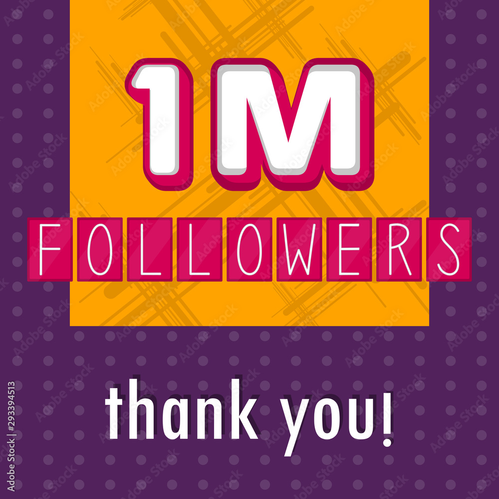 1M followers banner. Thank subscription - Vector illustration