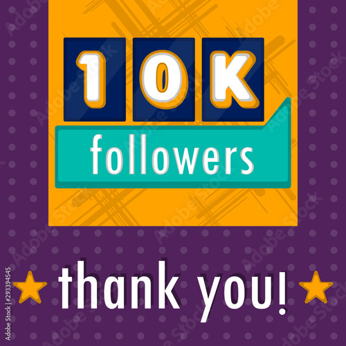 10k followers banner. Thank subscription - Vector illustration
