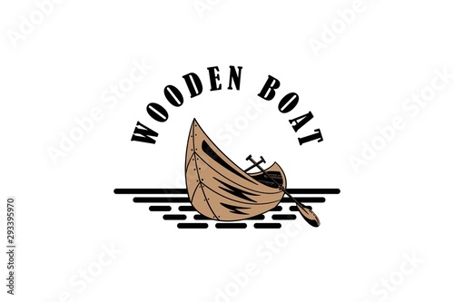 wooden boat logo template