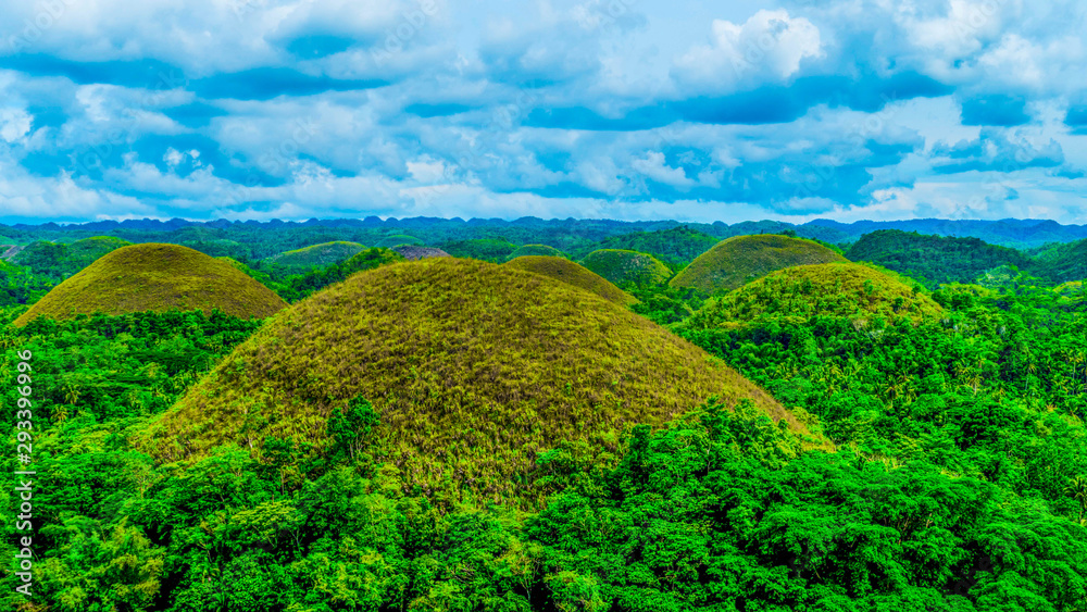 Chocolate hill on Bohol during the rainy season