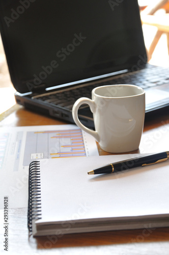 note paper and graph paper in business concept