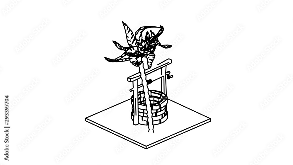 coloring page medieval well and palm tree coloring page medieval well and palm tree