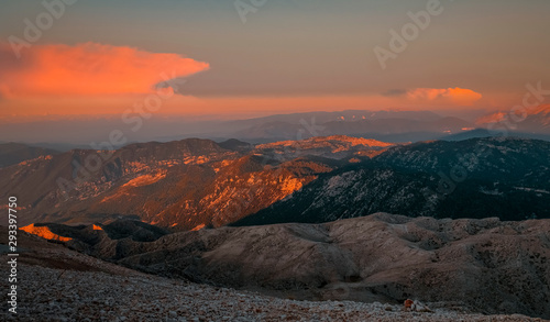 sunset in mountains