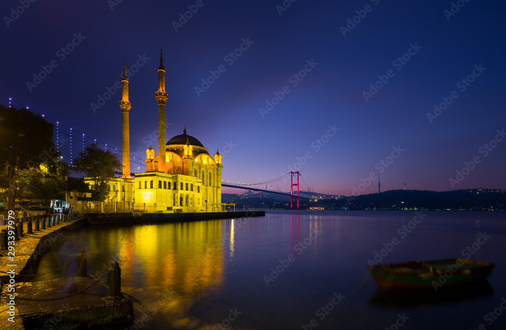 Ortakoy and Bosporus bridge before sunrise. Istanbul city, Turkey Ortakoy and Bosporus bridge before sunrise. Istanbul city, Turkey