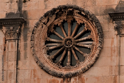 circular rose window of the holy Saviour Church, Dubrovnik, Croatia