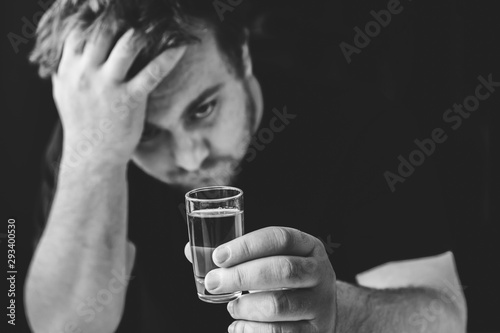 Alcoholism. alcohol addiction. drunk man. social issue. drunkard in depression