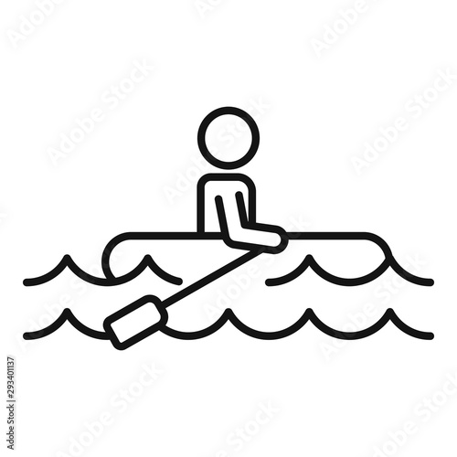 Man boat flood icon. Outline man boat flood vector icon for web design isolated on white background
