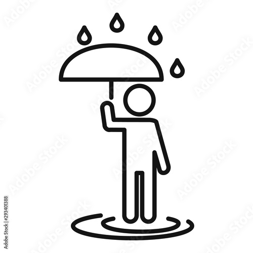 Man umbrella under rain icon. Outline man umbrella under rain vector icon for web design isolated on white background